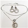Image 1 : SILVER CUBIC ZIRCONIA NECKLACE AND EARRING SET