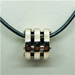 S/SIL BEAD WITH CORD NECKLACE