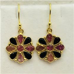 GOLD PLATED S/SIL TOURMALINE EARRINGS