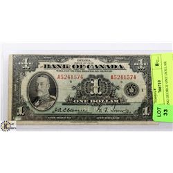 1935 BANK OF CANADA KING GEORGE ONE DOLLAR BILL.