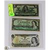 Image 1 : LOT OF 3 CANADIAN ONE DOLLAR BANK NOTES - 1937,