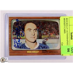 RED KELLY AUTOGRAPHED TOPPS HOCKEY CARD.