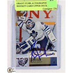 GRANT FUHR AUTOGRAPHED HOCKEY CARD UPPER DECK.