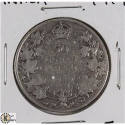 1919 CANADIAN FIFTY CENT COIN.