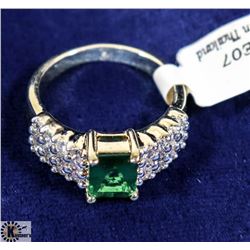 EMERALD CZ RING - SIZE 7