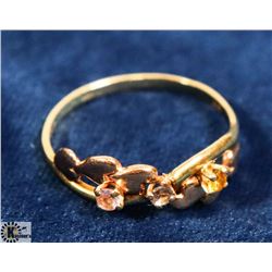 10K GOLD 3 GEM STONE HEART RING