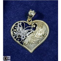 10K GOLD "I LOVE MOM" PENDANT