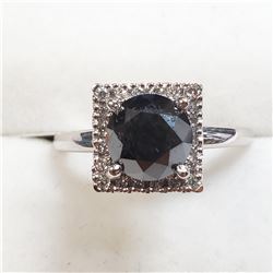 54) 14K WHITE GOLD BLACK DIAMOND RING,
