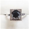 Image 1 : 54) 14K WHITE GOLD BLACK DIAMOND RING,