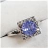 Image 2 : 58) 14K WHITE GOLD TANZANITE & DIAMOND RING,
