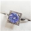 Image 3 : 58) 14K WHITE GOLD TANZANITE & DIAMOND RING,