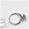Image 5 : 58) 14K WHITE GOLD TANZANITE & DIAMOND RING,