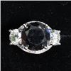Image 3 : 49) 14K WHITE GOLD BLACK DIAMOND RING,