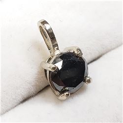 57) 14K WHITE GOLD BLACK DIAMOND PENDANT,