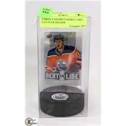KAILER YAMAMOTO ROOKIE CARD AND PUCK HOLDER