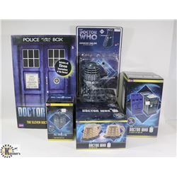 BOX OF ASSORTED DOCTOR WHO COLLECTIBLES.
