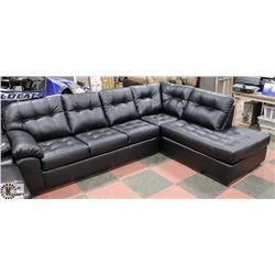 NEW BLACK LEATHERETTE LARGE SECTIONAL,
