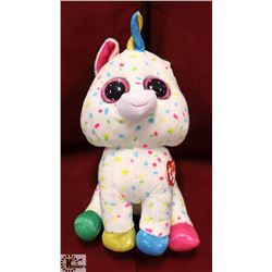 LARGE TY STUFFED ANIMAL ON CHOICE: WHITE POLKA