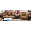Image 1 : BROWN LEATHERETTE MULTI TONE 92" SOFA & 69" LOVE