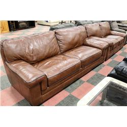 CHESTNUT BROWN LEATHERETTE 90" SOFA & 70" LOVE