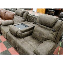 GREY POWER RECLINING FABRIC 88" SOFA WITH ONE