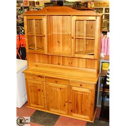 PINE WOOD CHINA CABINET, 42"X16"X73".