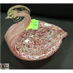 ART GLASS SWAN CANDY DISH