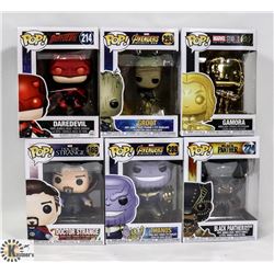 LOT OF 6 ASSORTED FUNKO POP VINYL FIGURES.