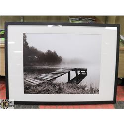 BLACK & WHITE DOCK PRINT PICTURE.