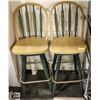 Image 1 : SET OF 2 WOOD SWIVEL BAR STOOLS. FURNITURE