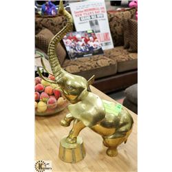 LARGE BRASS ELEPHANT  18.5"-HIGH X 9.5"-