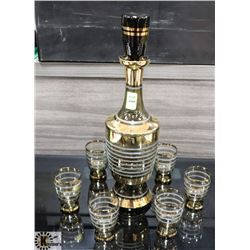 VINTAGE 2 TONE GOLD TRIM DECANTER SET