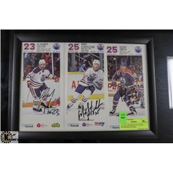 LOT OF 3 FRAMED EDMONTON OILERS SIGNATURES