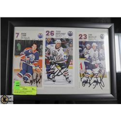 LOT OF 3 FRAMED EDMONTON OILERS SIGNATURES