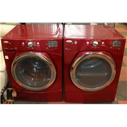 WHIRLPOOL RED DRYER AND WASHING MACHINE,