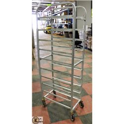 ALUMINUM TRAY RACK ON CASTORS TRAY SIZE 13" X 26"