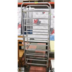 ALUMINUM TRAY RACK ON CASTORS TRAY SIZE 13" X 26"