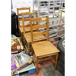 LOT OF 3 RAW PINE WOOD CHAIRS