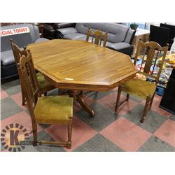 4FT OCTAGONAL DINING TABLE WITH LEAF AND 4 CHAIRS,