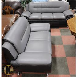NEW BLACK AND GREY LEATHERETTE 76" SOFA & 58" LOVE
