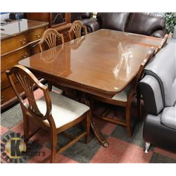 ESTATE WOOD TABLE (42"X73.5"X30") WITH 6 CHAIRS,