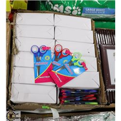 BOX OF ASSORTED COLOURED SCISSORS