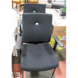 SET OF 2 STACKABLE BLACK FABRIC WAITING ROOM