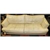 Image 1 : 90" OFF WHITE LEATHERETTE SOFA-SHOWS SIGNS OF WEAR