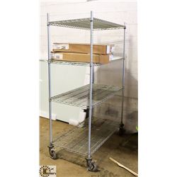 COMMERCIAL GRADE METRO RACK ON WHEELS WITH MISC