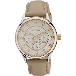 NEW FOSSIL ROSE GOLD LEATHER GLITZ CHRONO WATCH