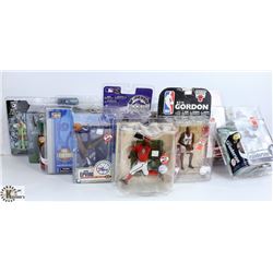 BOX OF ASSORTED SPORTS FIGURES.