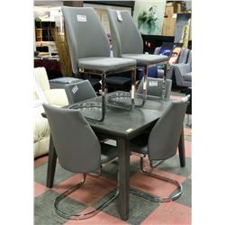 GREY TABLE (48"X36"X30") WITH 6 LEATHERETTE CHAIRS