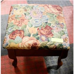 QUEEN ANNE STYLE TAPESTRY STORAGE OTTOMAN
