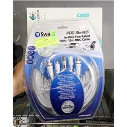 LOGITECH WHITE CAMERA WITH 50FT OF BNC CABLE.